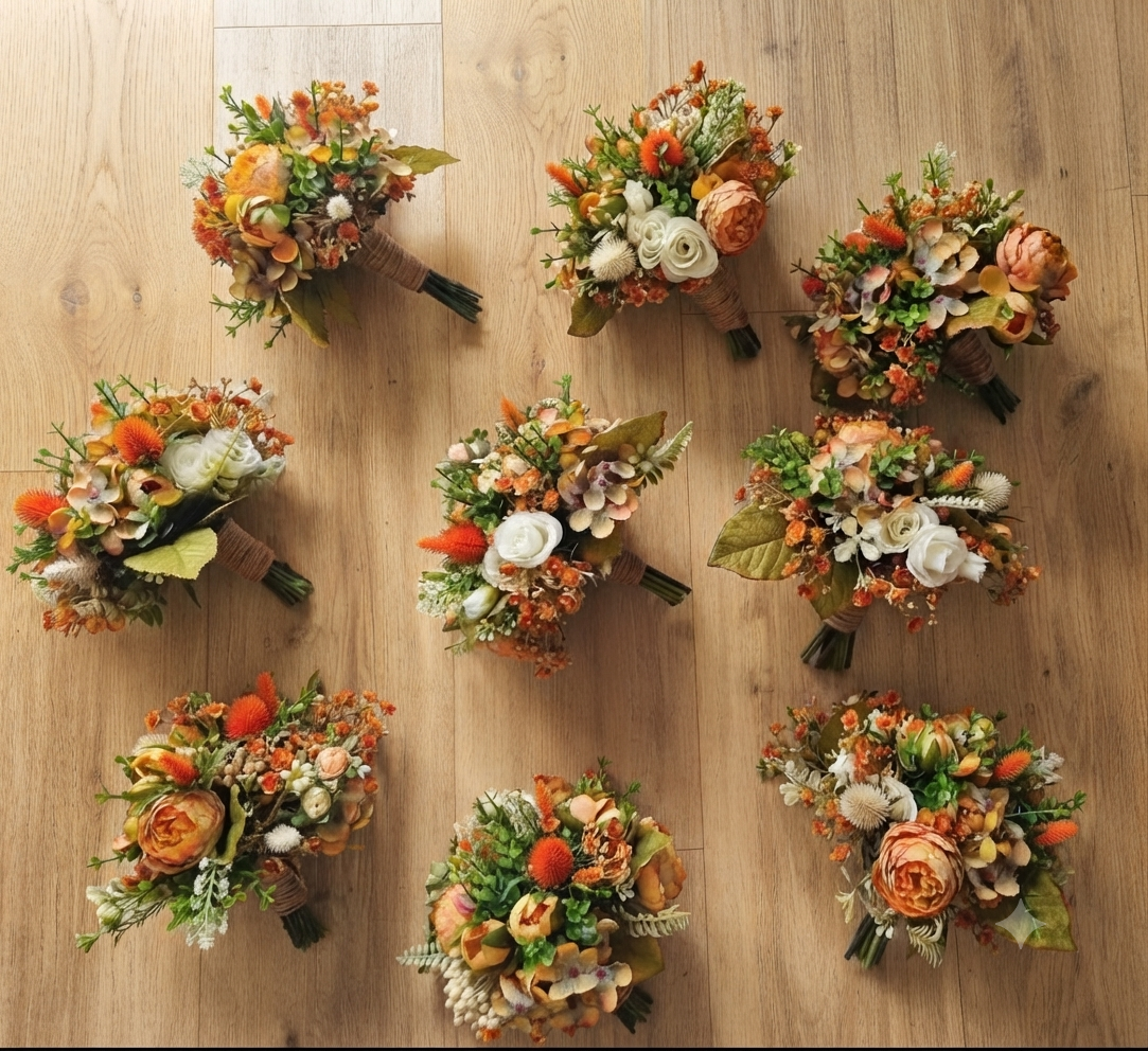 Autumn hues artificial bridesmaid bouquet