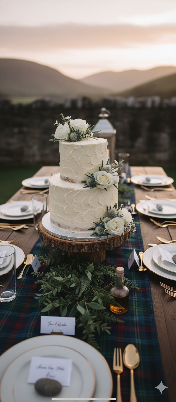 Roses and thistles faux cake flowers styled – artificial wedding cake decoration