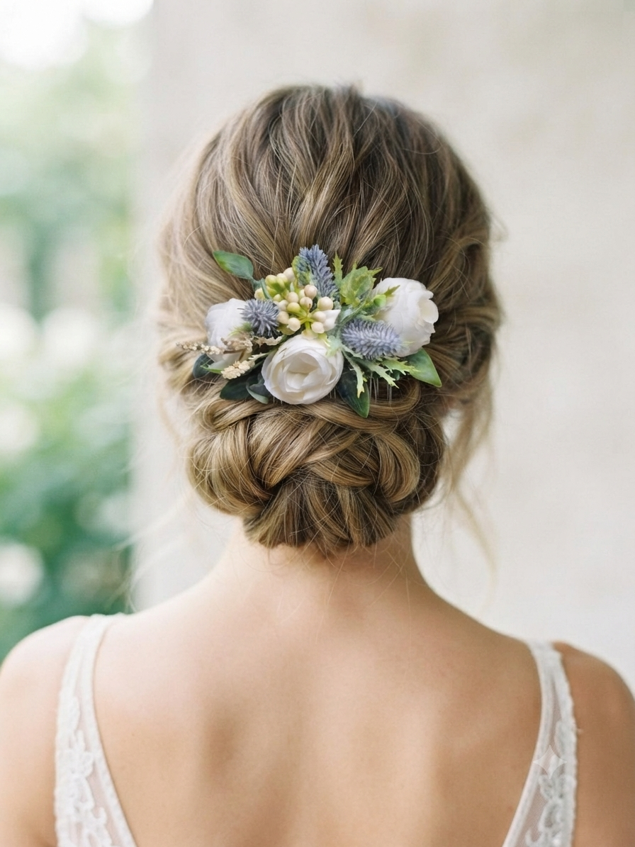 Roses & Thistles artificial wedding bouquet