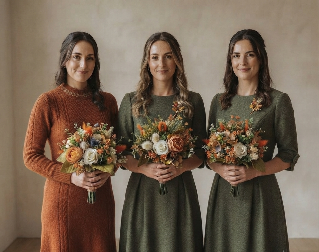 Autumn hues artificial bridesmaid bouquet