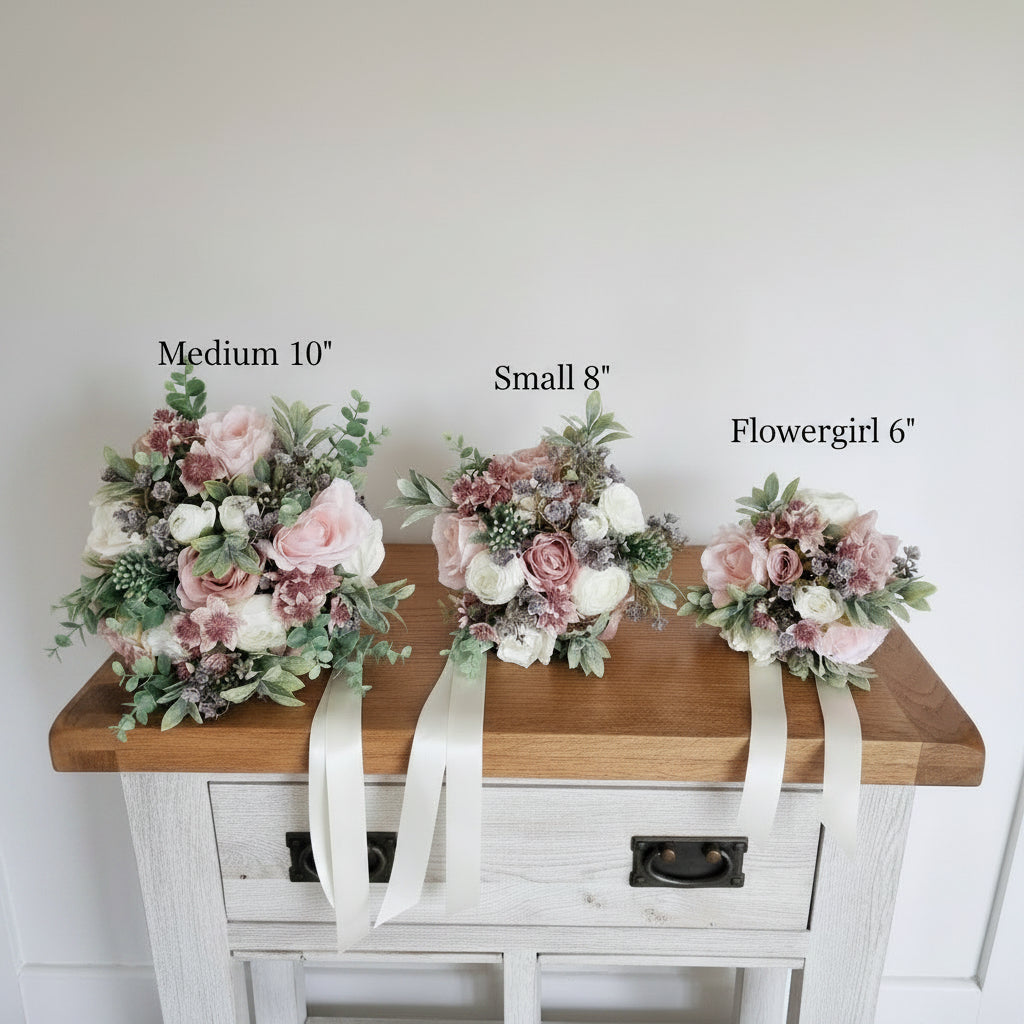 Blush pink  & Sage green artificial wedding bouquet