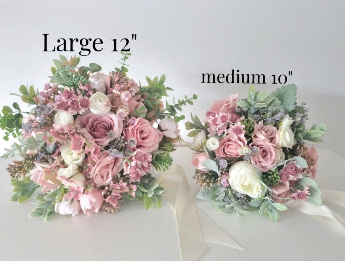 Blush pink  & Sage green artificial wedding bouquet